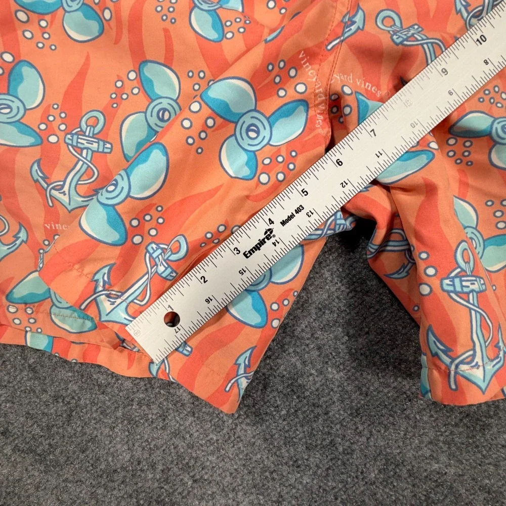 Vineyard Vines Mens Swim Trunks Medium Orange Anchor Propeller Board Shorts 0749